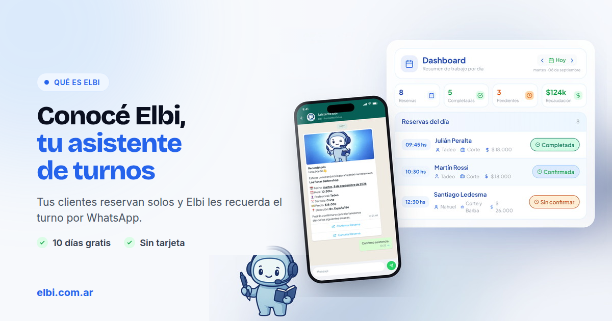 Qué es Elbi, el asistente virtual para turnos online y recordatorios por WhatsApp.